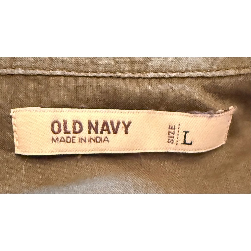 Old Navy Olive Green Button Down Utility Shirt Long Sleeve Roll Tab Large - Picture 3 of 3